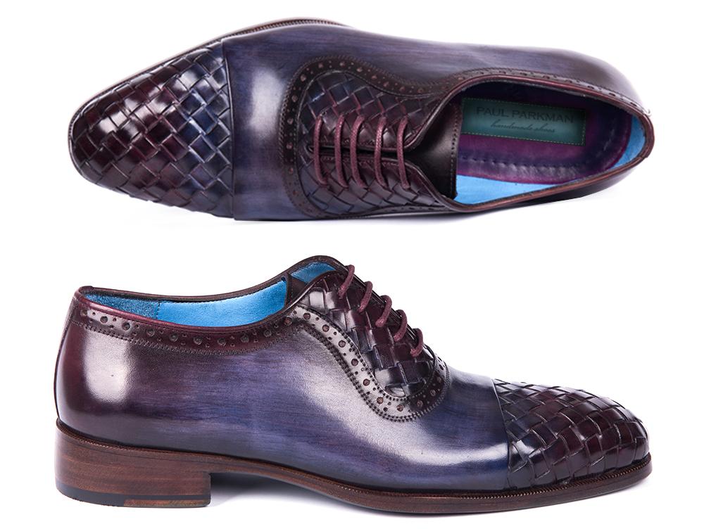 Paul Parkman ''49851-NAVY'' Navy & Purple Genuine leather Captoe Style Oxford Shoes.